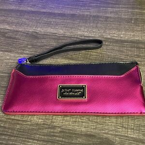 Betsey Johnson Fuchsia and Black Wristlet